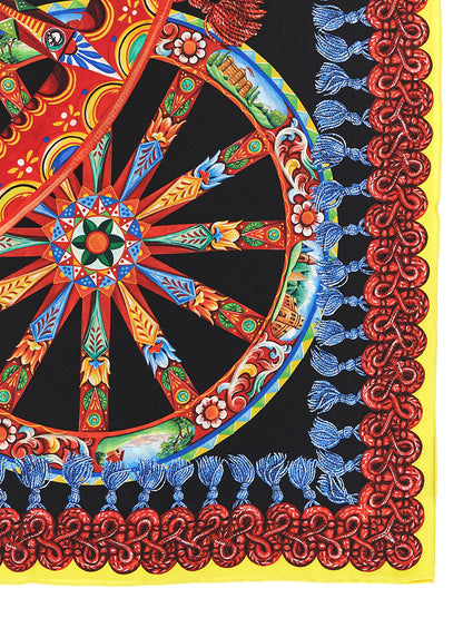 Scarf by Dolce & Gabbana for women in silk twill multicolor & print showcases a on trend silhouette, artfully capturing the on trend essence of the Silk Twill Wrap Scarf design with a sophisticated finish.