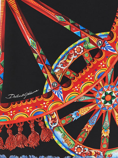 Scarf by Dolce & Gabbana for women in silk twill multicolor & print showcases a eye catching silhouette, artfully capturing the essence of the eye catching Silk Twill Wrap Scarf design for a sophisticated look.