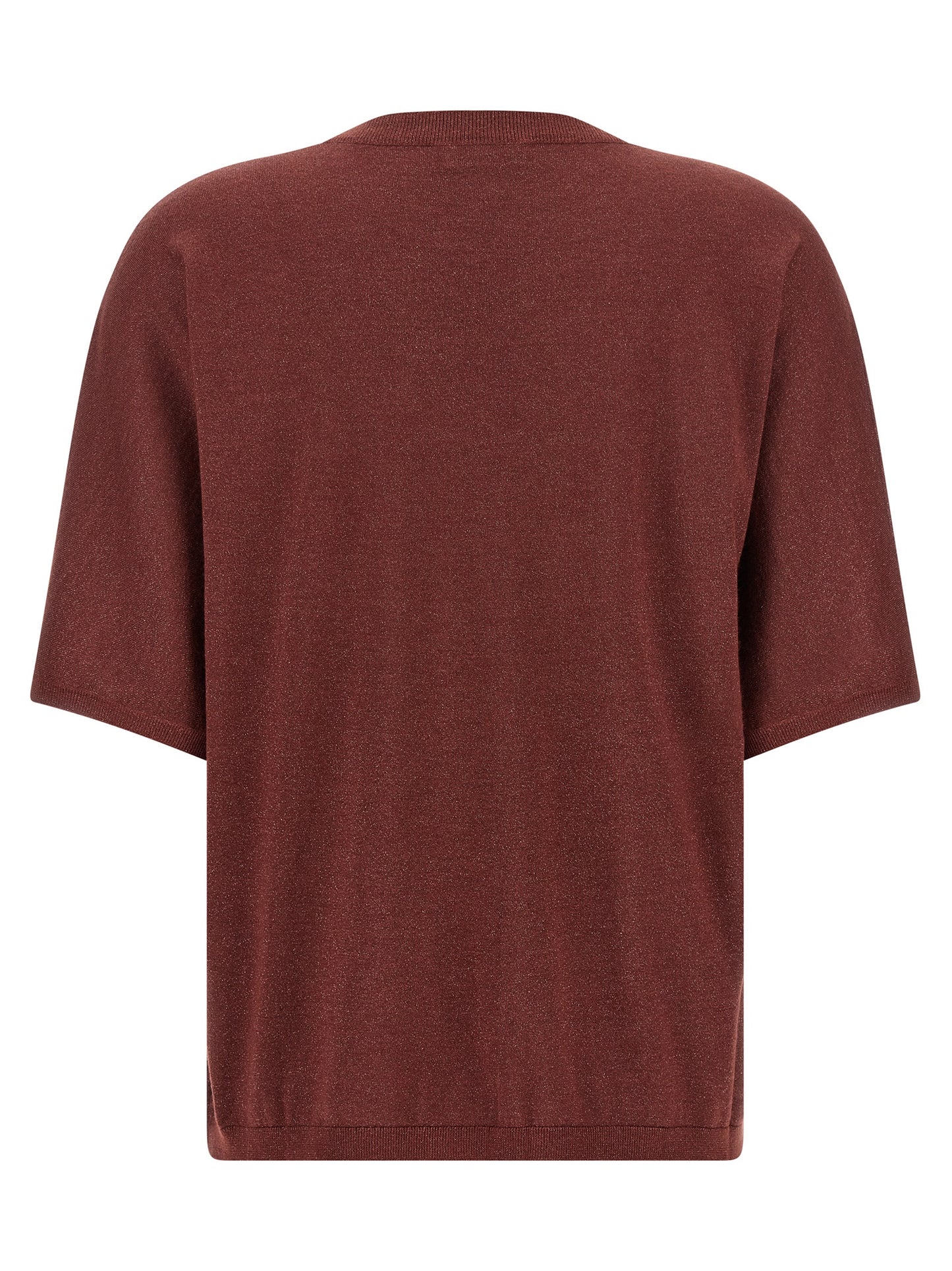 Cardigan by Brunello Cucinelli for women in silk cashmere & polyester bordeaux features an crisp silhouette, showcasing a sophisticated crew neckline and detail for a truly crisp finish.