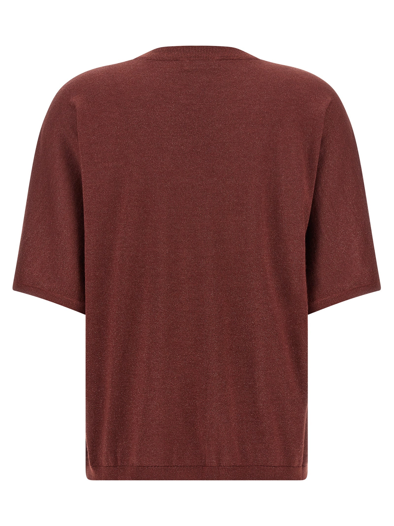 Cardigan by Brunello Cucinelli for women in silk cashmere & polyester bordeaux features an crisp silhouette, showcasing a sophisticated crew neckline and detail for a truly crisp finish.