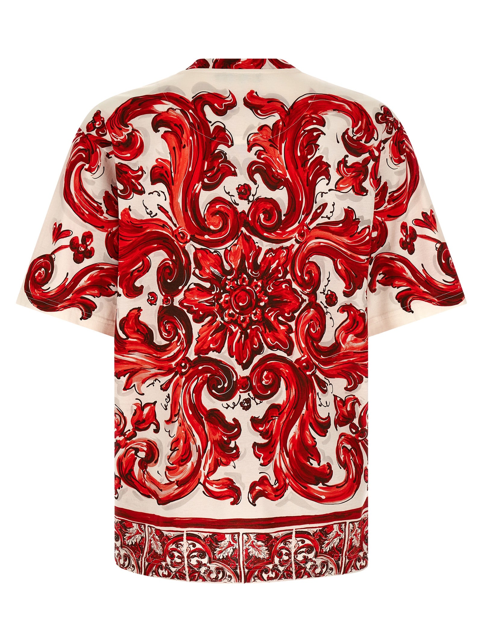 T-Shirt by Dolce & Gabbana for men in cotton multicolor, red & print showcases a unassuming silhouette, artfully detailed with a refined crew neckline and unassuming for a sophisticated, contemporary look.