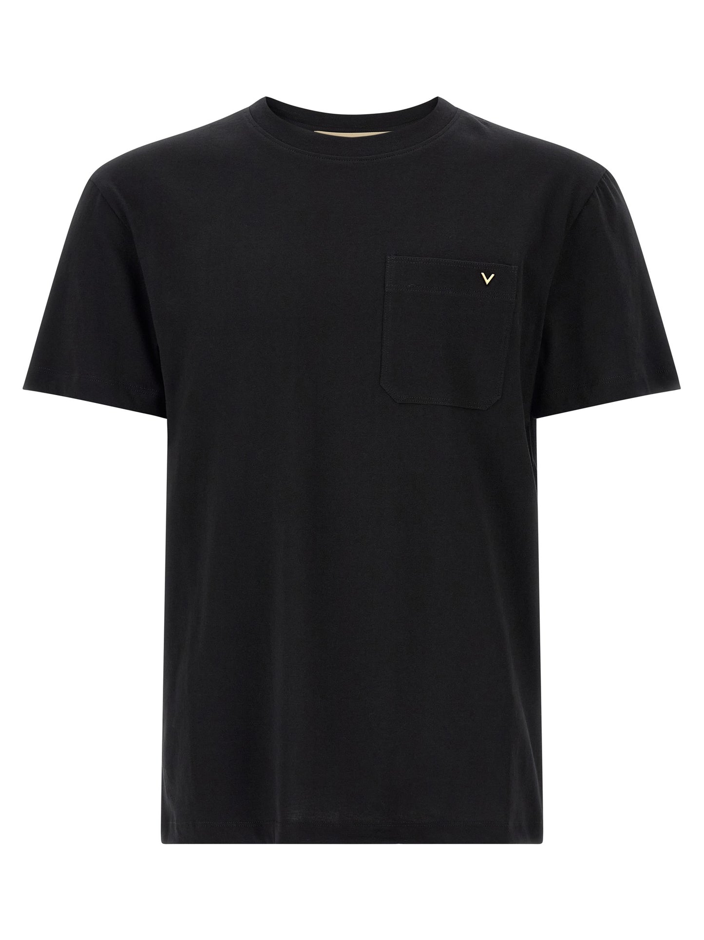 T-Shirt by Valentino Garavani for men in cotton black showcases a chic silhouette, artfully detailed with a chic crew neckline and short-sleeve for a chic finish.