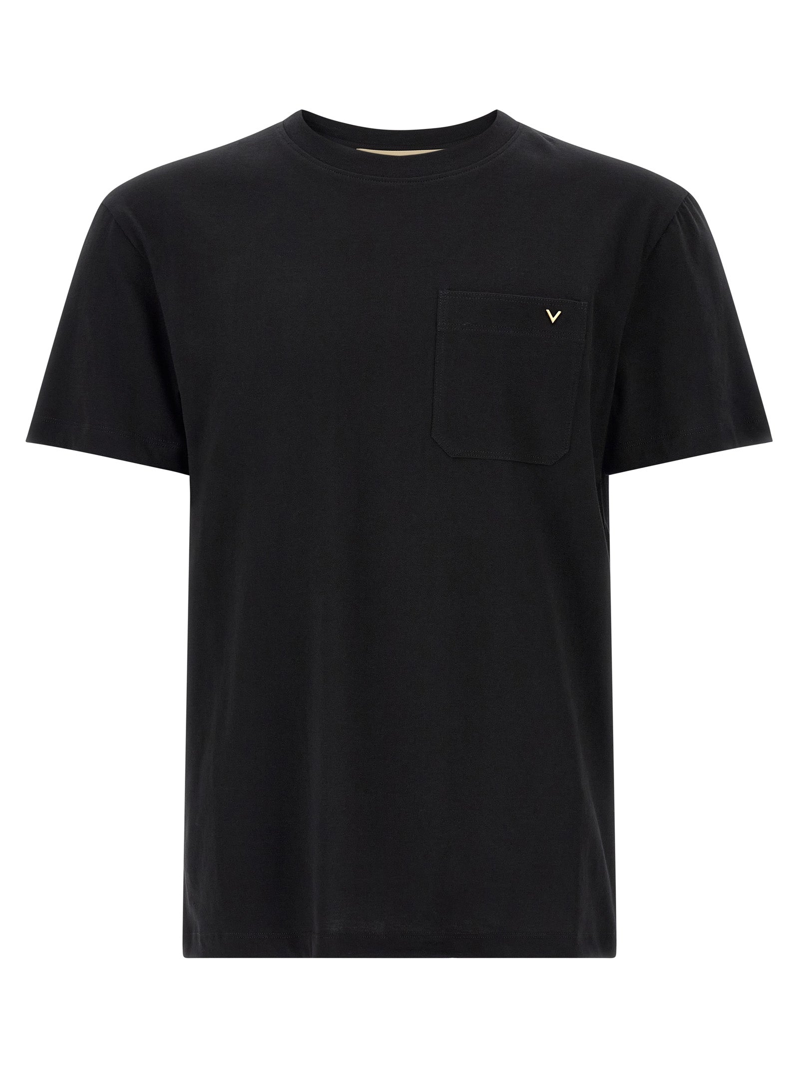T-Shirt by Valentino Garavani for men in cotton black showcases a chic silhouette, artfully detailed with a chic crew neckline and short-sleeve for a chic finish.