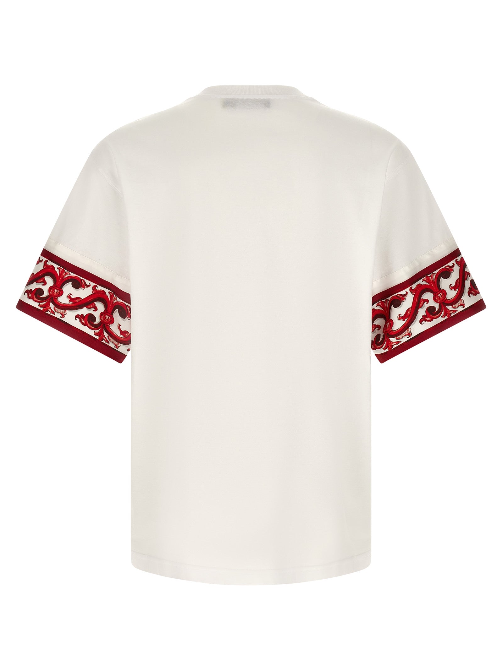T-Shirt by Dolce & Gabbana for men in cotton & silk twill multicolor, red & print features an on trend silhouette, perfectly showcasing a on trend and crew neckline for an elevated aesthetic.