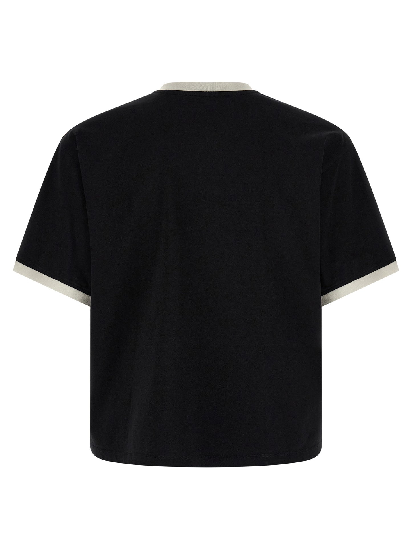 T-Shirt by Versace for men in cotton black & print showcases a dramatic silhouette, elegantly detailed with a dramatic crew neckline and for a truly dramatic finish.