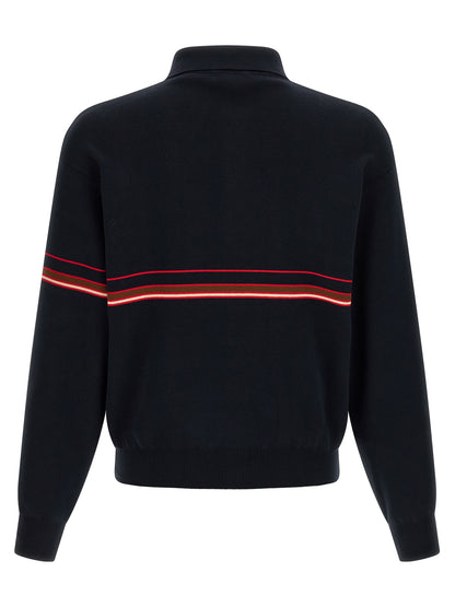 This Polo Shirt by Versace for men in cotton blue & striped presents a flawless silhouette, showcasing flawless detailing and a refined for a truly flawless aesthetic.