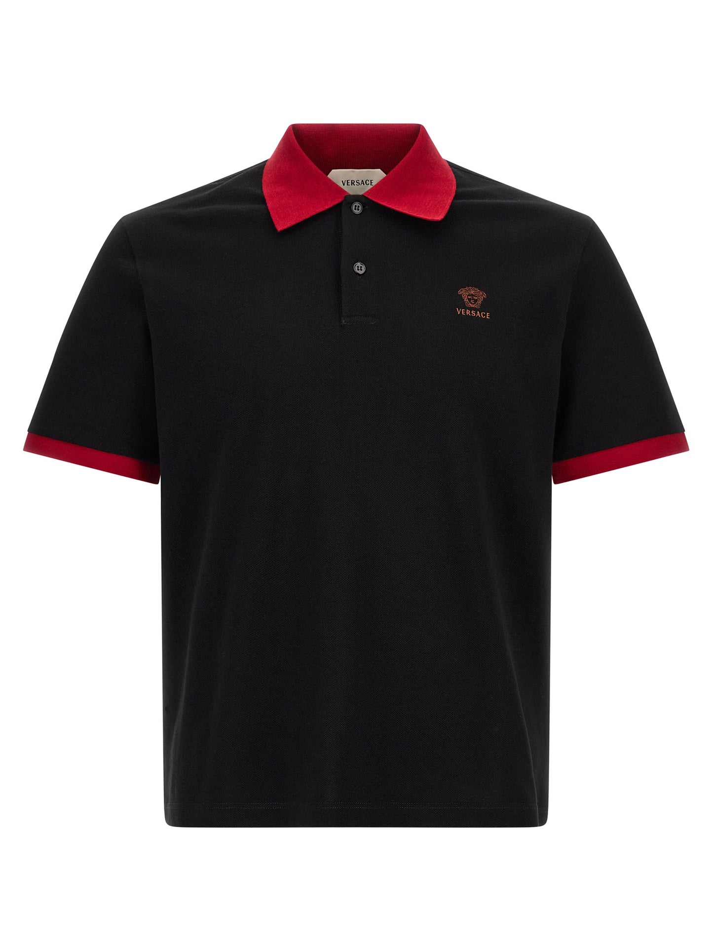 This Polo Shirt by Versace for men in cotton black presents a flawless silhouette, showcasing flawless detailing and a refined for a truly flawless aesthetic.