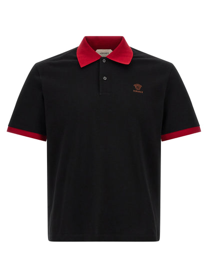 This Polo Shirt by Versace for men in cotton black presents a flawless silhouette, showcasing flawless detailing and a refined for a truly flawless aesthetic.