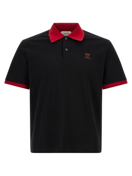 This Polo Shirt by Versace for men in cotton black presents a flawless silhouette, showcasing flawless detailing and a refined for a truly flawless aesthetic.