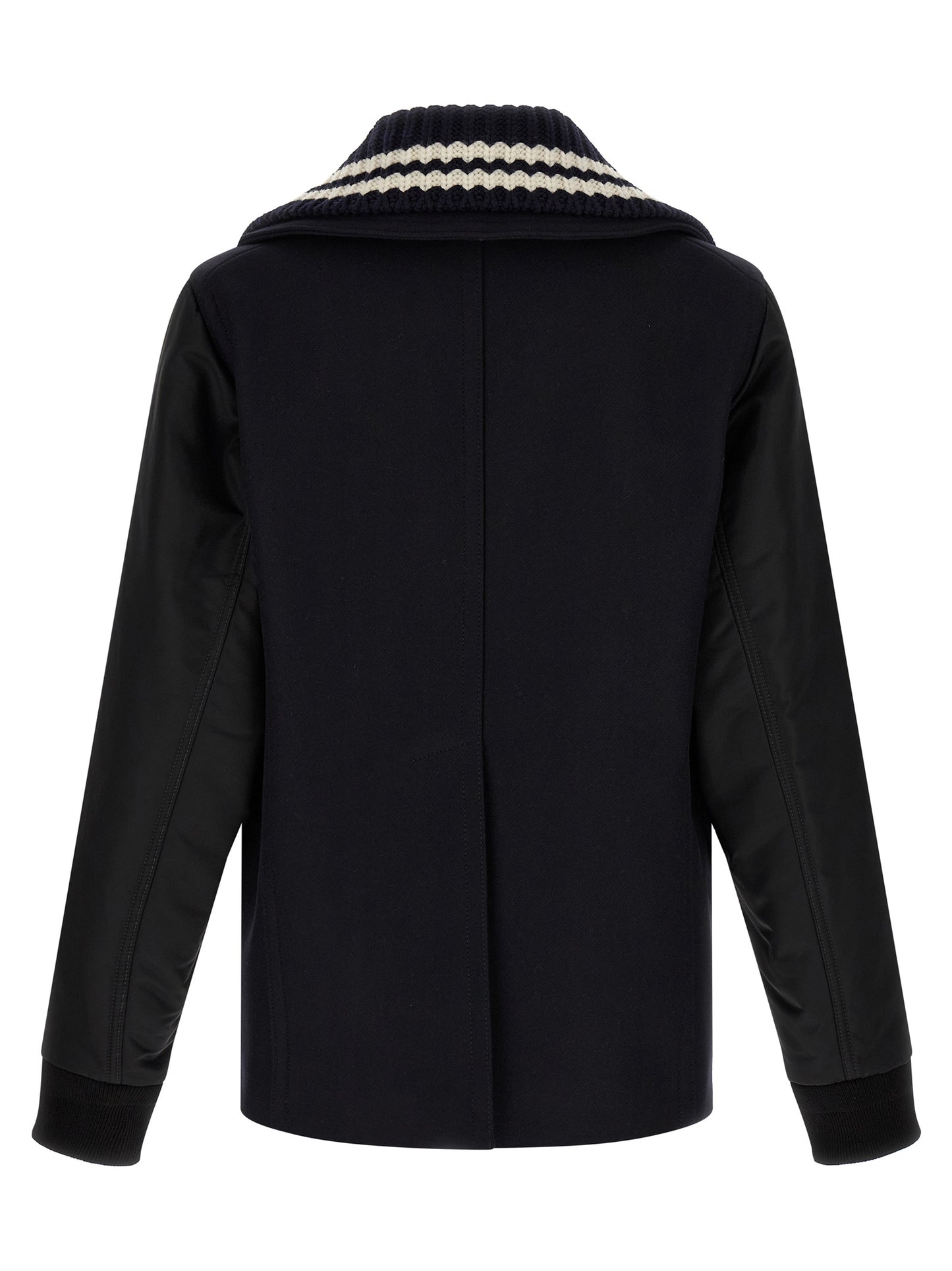 Pea Coat by Dsquared² for men in stretch nylon & wool blue features an relaxed-luxury silhouette, showcasing a sophisticated split lapel neckline and premium for a truly relaxed-luxury look.