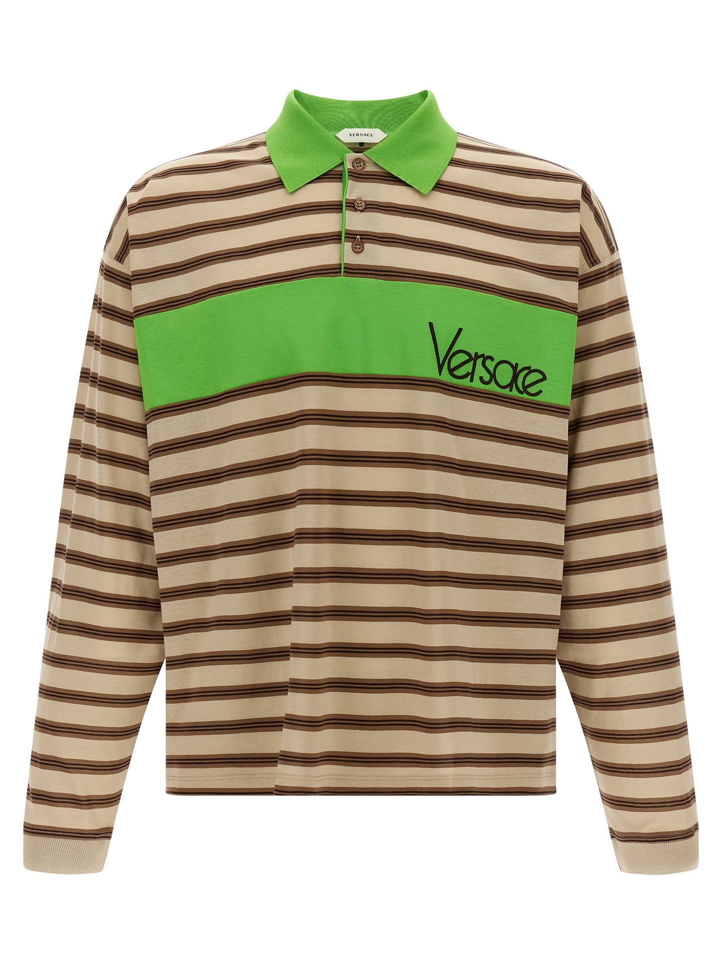 Polo Shirt by Versace for men in cotton multicolor & striped features a eye catching silhouette, showcasing a refined and for a eye catching finish.