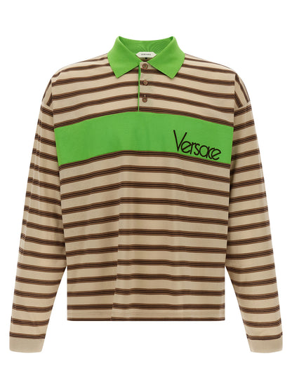 Polo Shirt by Versace for men in cotton multicolor & striped features a eye catching silhouette, showcasing a refined and for a eye catching finish.