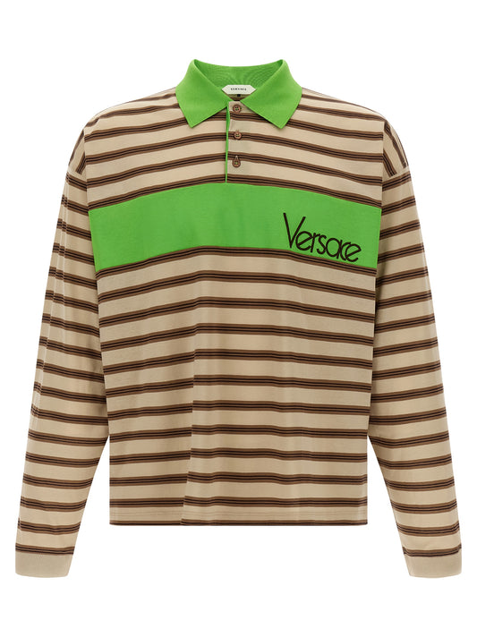 Polo Shirt by Versace for men in cotton multicolor & striped features a eye catching silhouette, showcasing a refined and for a eye catching finish.