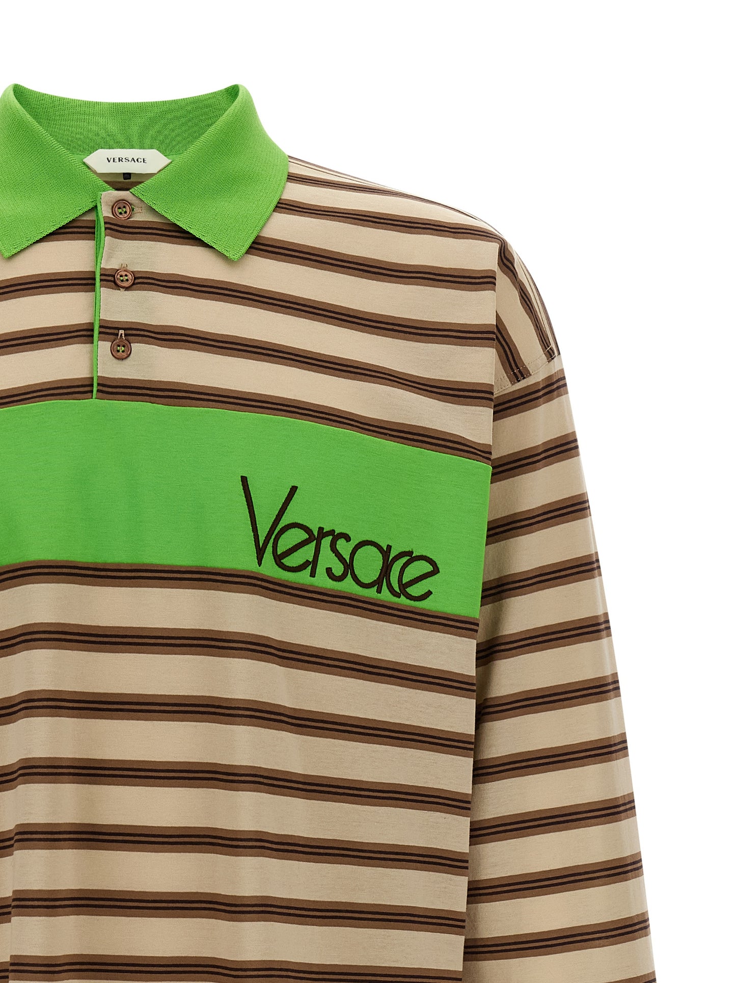 Polo Shirt by Versace for men in cotton multicolor & striped showcases a enviable silhouette, featuring a refined and for a enviable finish.