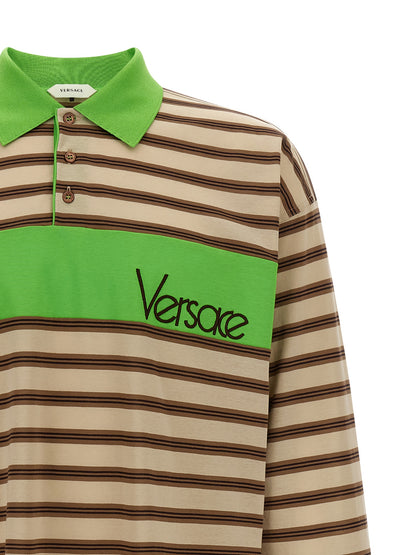 Polo Shirt by Versace for men in cotton multicolor & striped showcases a enviable silhouette, featuring a refined and for a enviable finish.