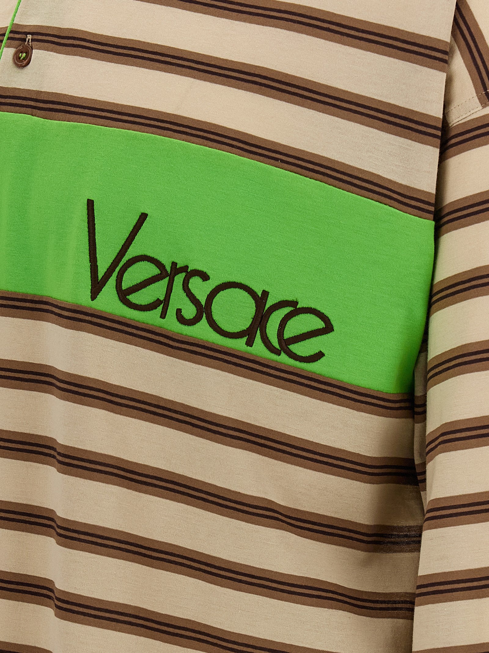 Polo Shirt by Versace for men in cotton multicolor & striped presents a crisp silhouette, artfully detailed with a crisp and crisp .