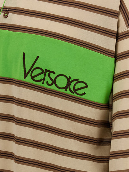 Polo Shirt by Versace for men in cotton multicolor & striped presents a crisp silhouette, artfully detailed with a crisp and crisp .