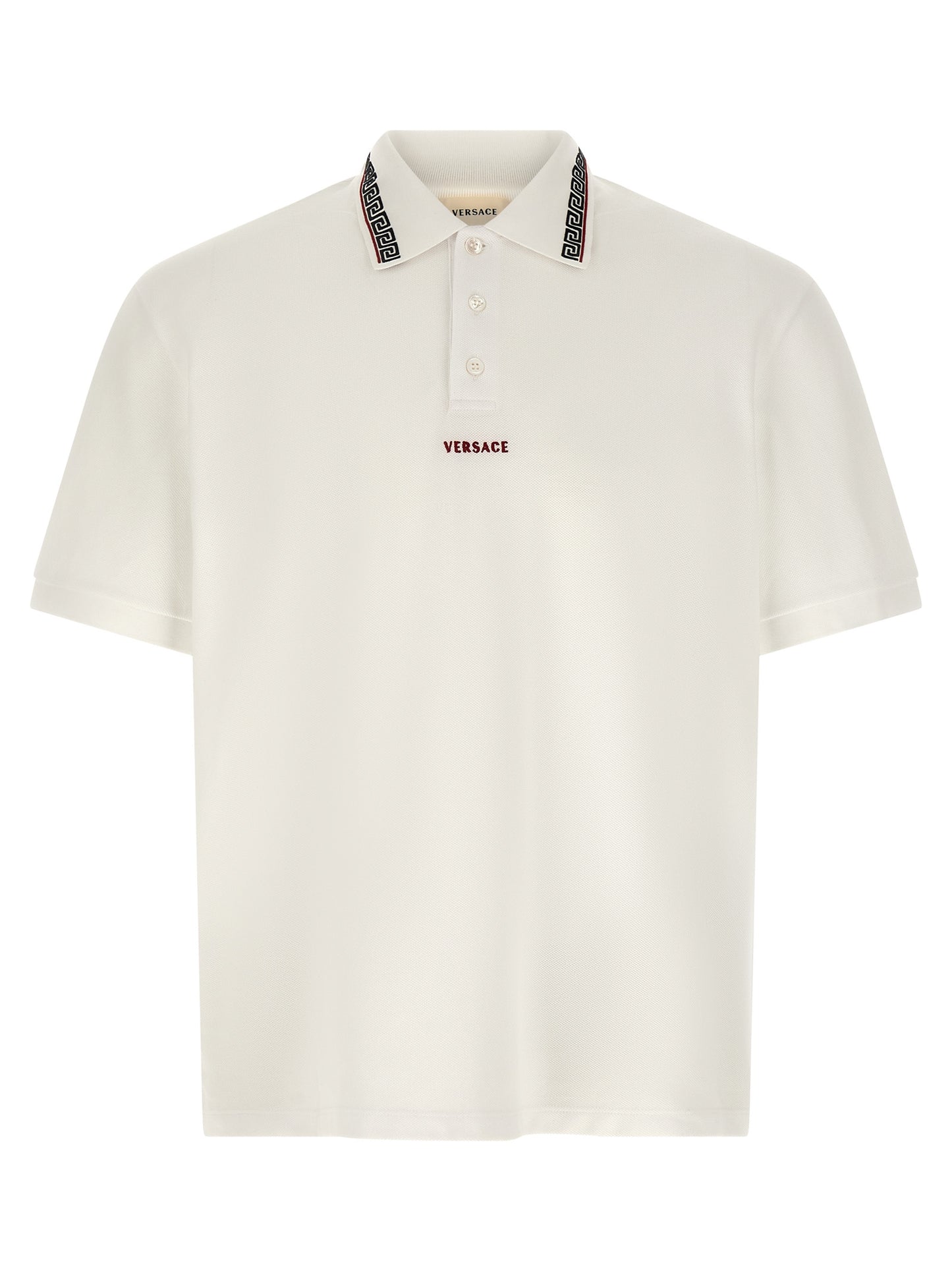 Polo Shirt by Versace for men in cotton white features a eye catching silhouette, showcasing a refined and for a eye catching finish.