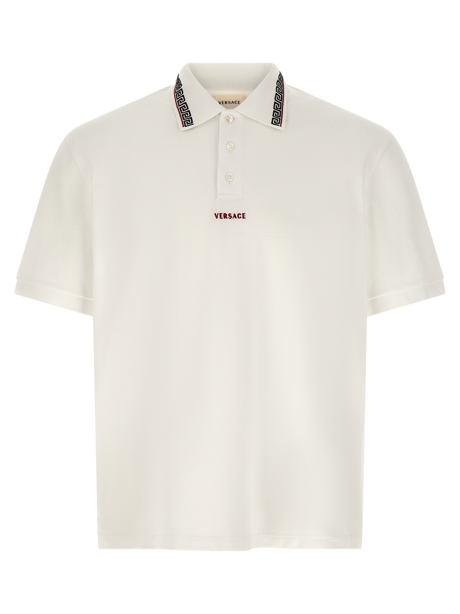 Polo Shirt by Versace for men in cotton white features a eye catching silhouette, showcasing a refined and for a eye catching finish.