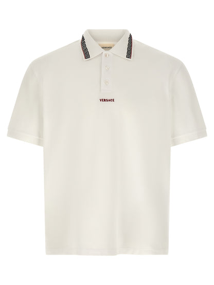 Polo Shirt by Versace for men in cotton white features a eye catching silhouette, showcasing a refined and for a eye catching finish.