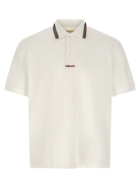 Polo Shirt by Versace for men in cotton white features a eye catching silhouette, showcasing a refined and for a eye catching finish.