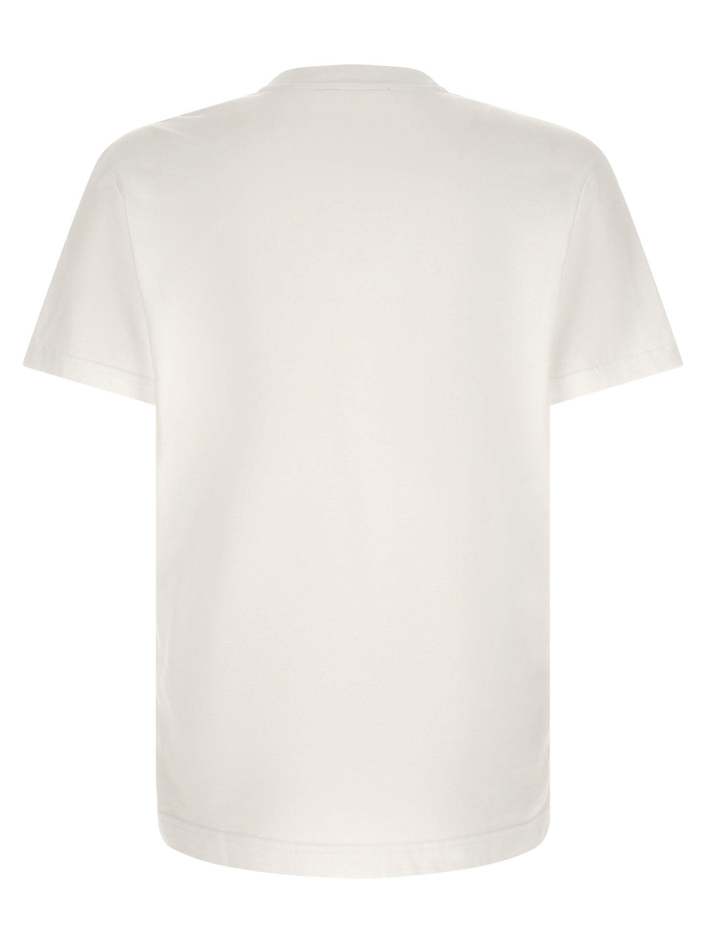 T-Shirt by Dolce & Gabbana for men in cotton white showcases a fashionable silhouette, elegantly detailed with a fashionable and round neckline for a sophisticated, high-fashion look.