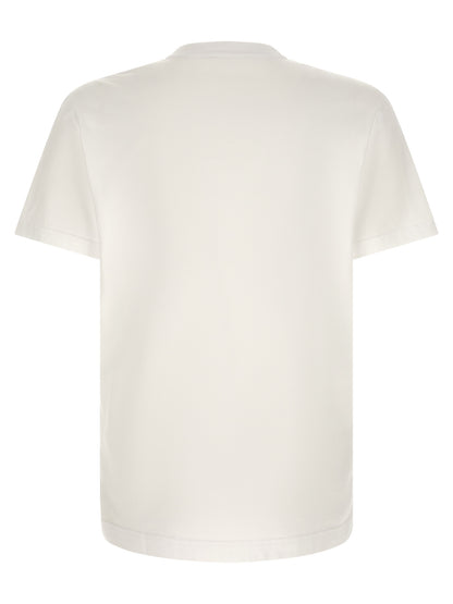 T-Shirt by Dolce & Gabbana for men in cotton white showcases a fashionable silhouette, elegantly detailed with a fashionable and round neckline for a sophisticated, high-fashion look.