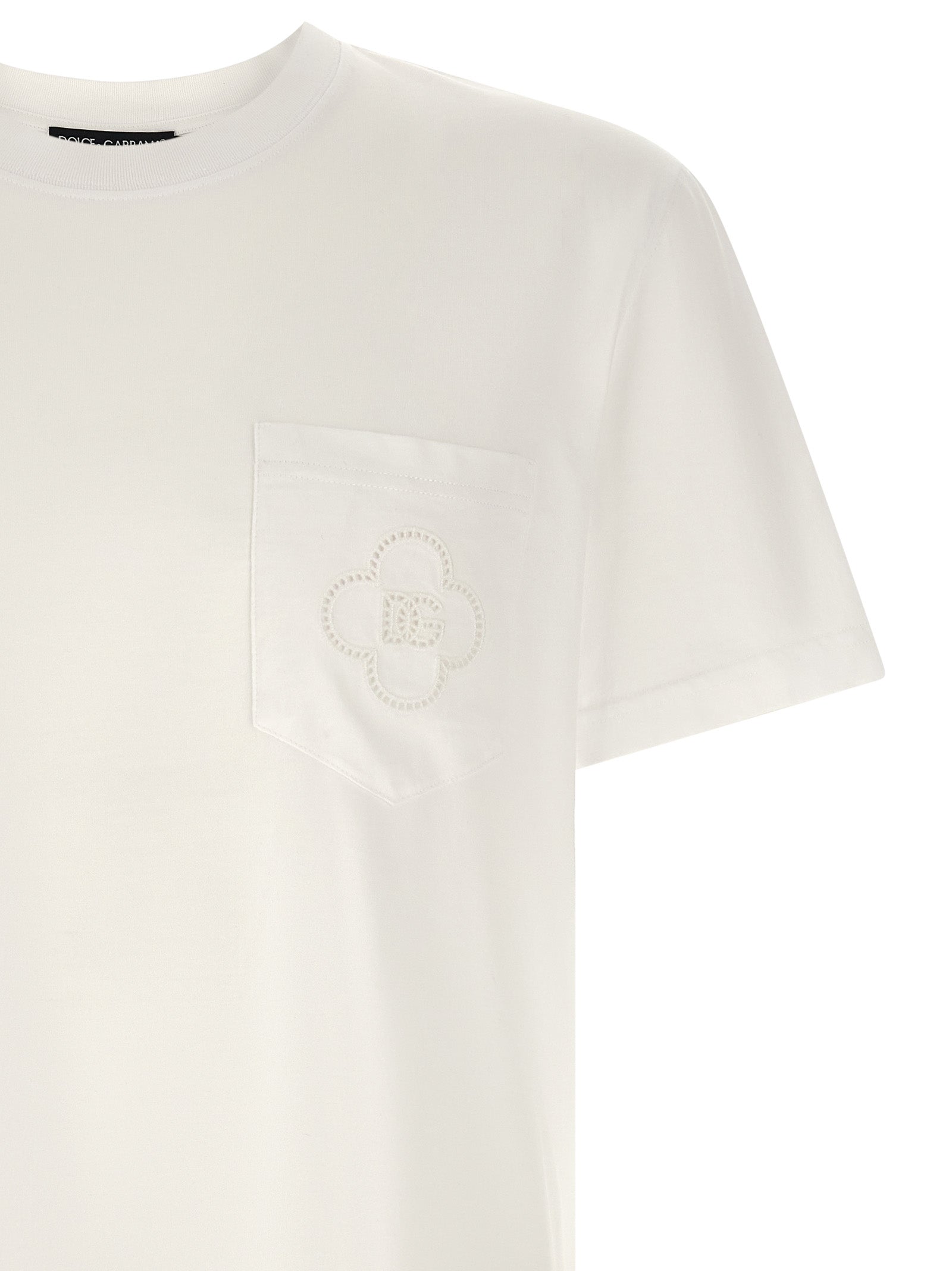 T-Shirt by Dolce & Gabbana for men in cotton white features an edgy silhouette, meticulously detailed with a sophisticated and round neckline for a truly edgy finish.