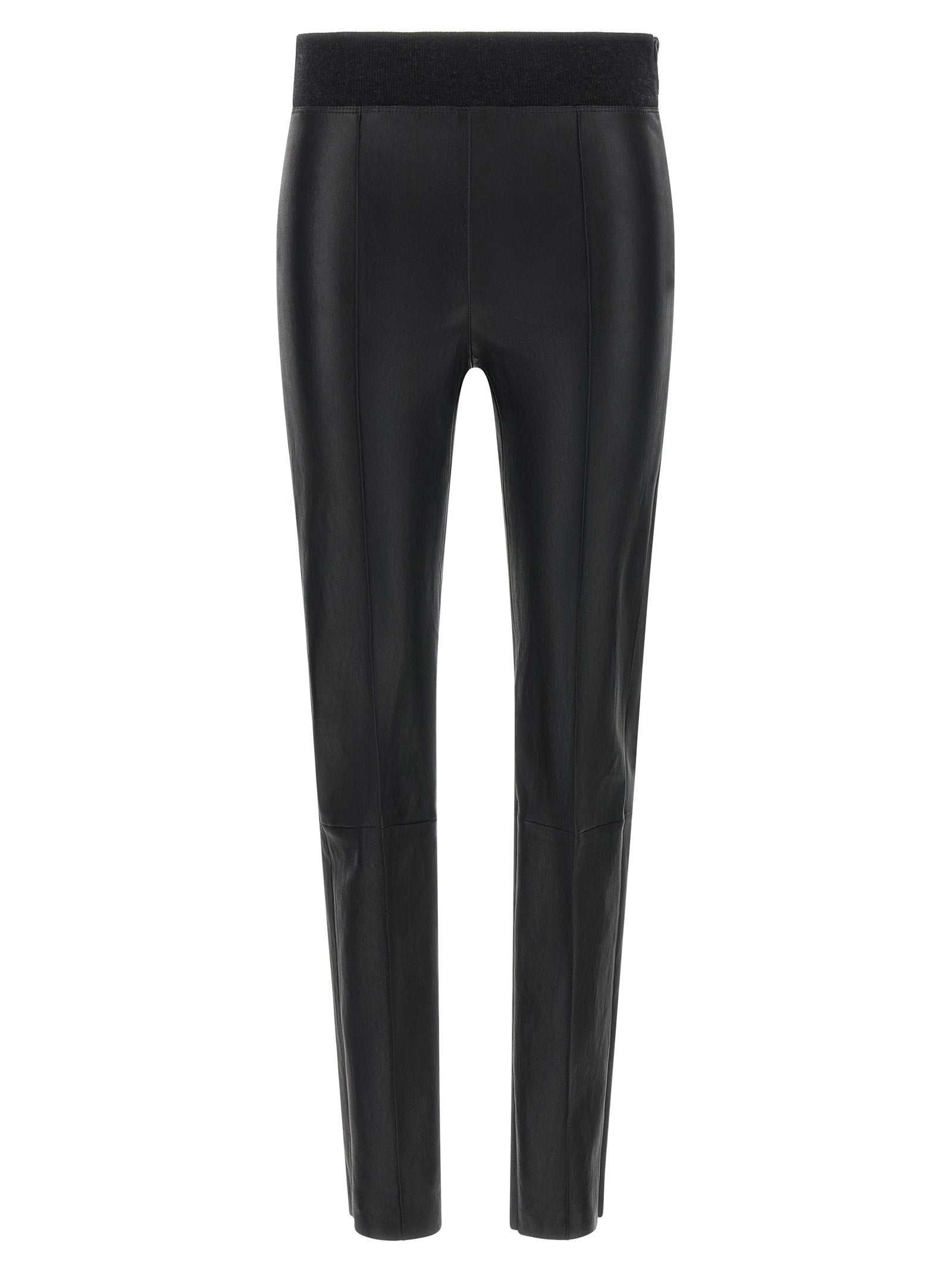 Activewear Leggings by Brunello Cucinelli for women in virgin wool & nappa lamb leather black features an ergonomic leggings with , highlighting a ergonomic and long for a premium, high-performance look.