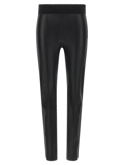 Activewear Leggings by Brunello Cucinelli for women in virgin wool & nappa lamb leather black features an ergonomic leggings with , highlighting a ergonomic and long for a premium, high-performance look.