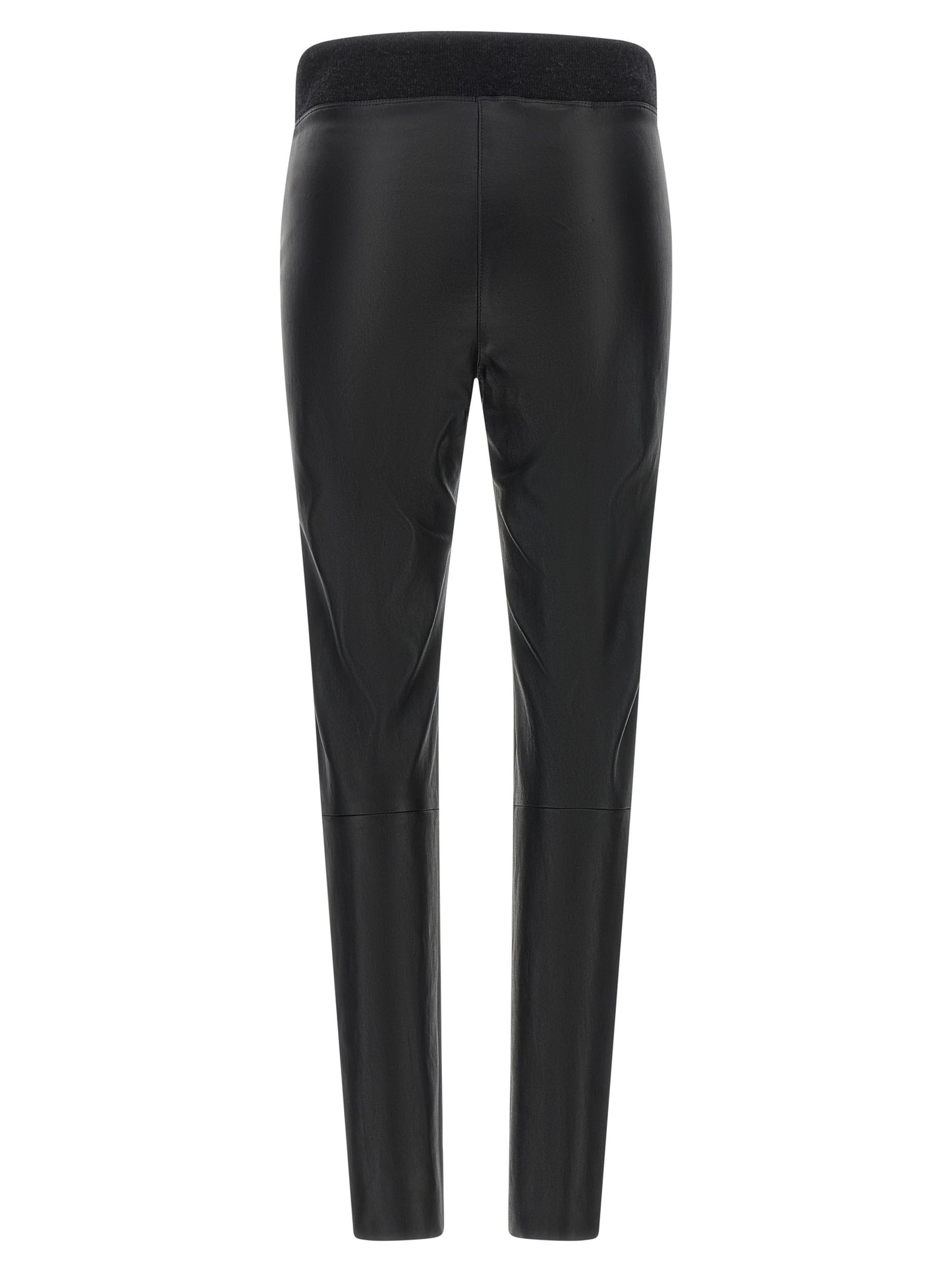 Activewear Leggings by Brunello Cucinelli for women in virgin wool & nappa lamb leather black features a contemporary silhouette, showcasing advanced with a contemporary leggings, long, and .