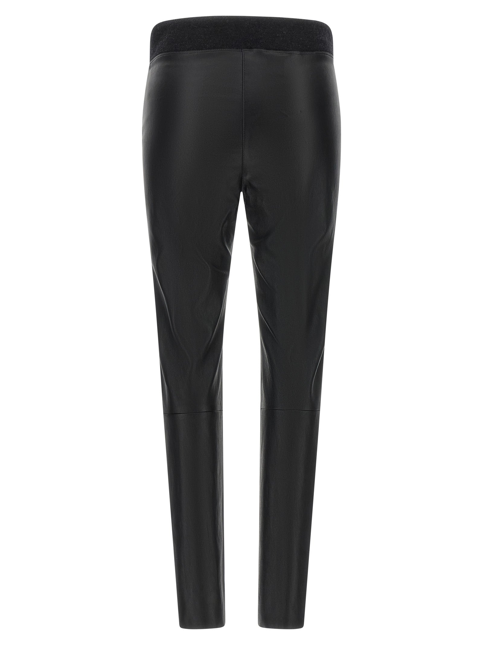 Activewear Leggings by Brunello Cucinelli for women in virgin wool & nappa lamb leather black features a contemporary silhouette, showcasing advanced with a contemporary leggings, long, and .