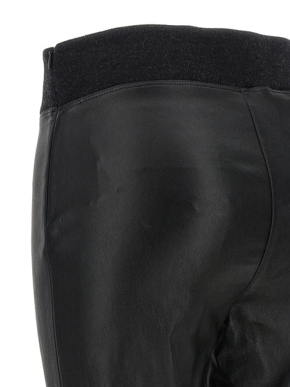 Activewear Leggings by Brunello Cucinelli for women in virgin wool & nappa lamb leather black features a athletic leggings and with a long cut, showcasing technical for a athletic finish.