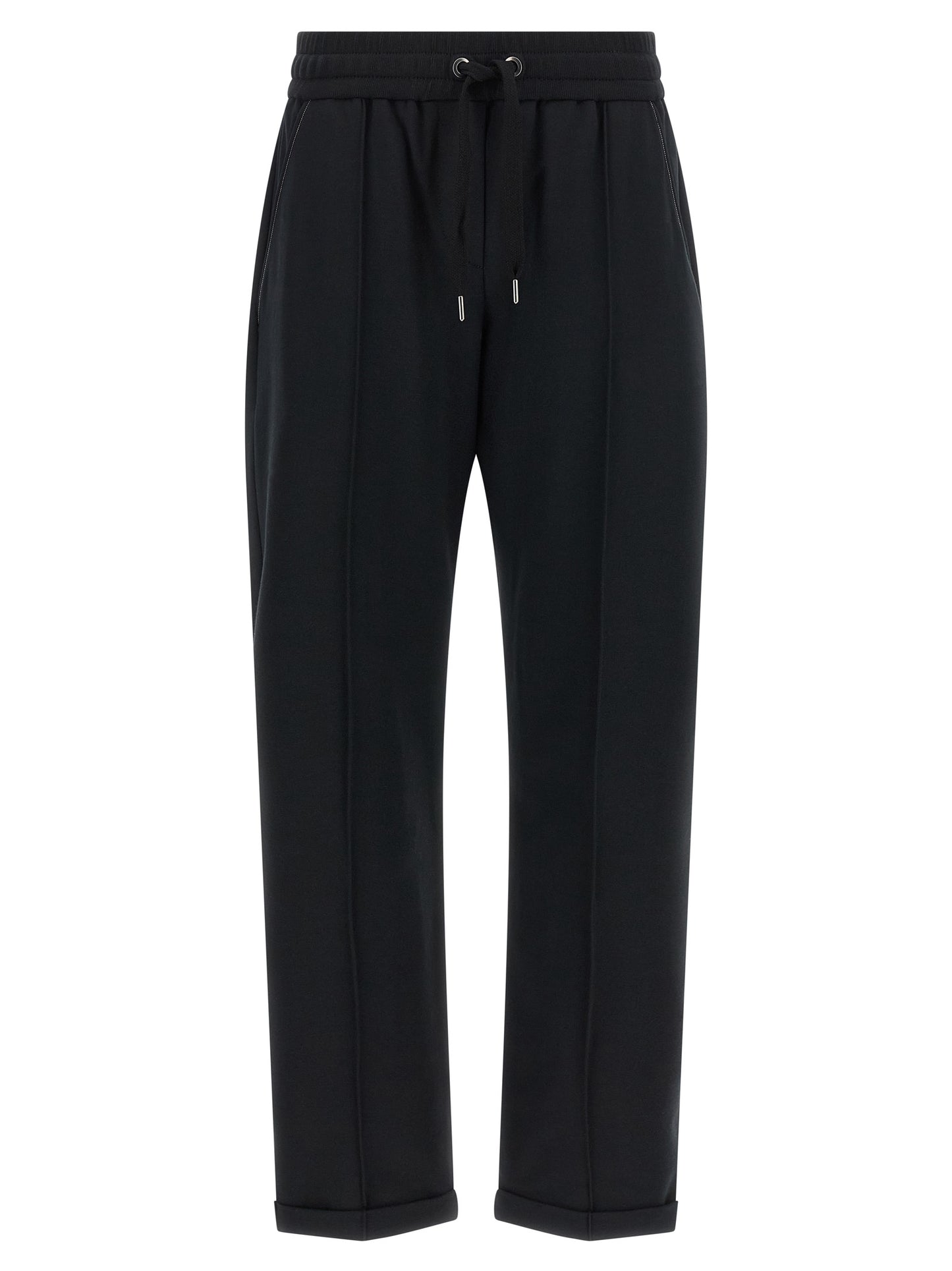 Joggers by Brunello Cucinelli for women in stretch cotton black features a refined silhouette with a refined flared, relaxed-fit & cropped, defined by a high rise and a refined cropped for a refined finish.