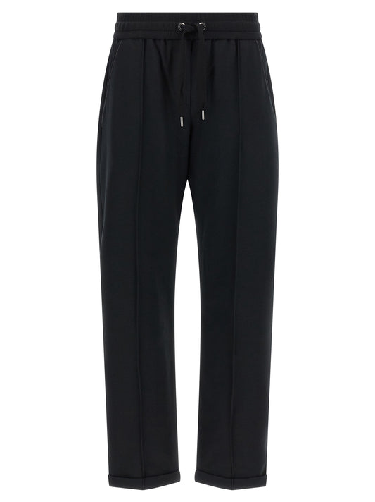 Joggers by Brunello Cucinelli for women in stretch cotton black features a refined silhouette with a refined flared, relaxed-fit & cropped, defined by a high rise and a refined cropped for a refined finish.