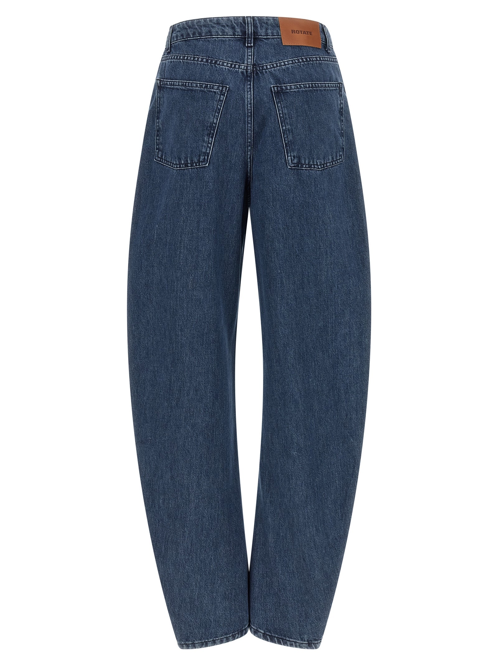Jeans by ROTATE BIRGER CHRISTENSEN for women in organic denim cotton & leather blue features a refined silhouette with a refined relaxed-fit, defined by a high rise and a refined long for a refined finish.