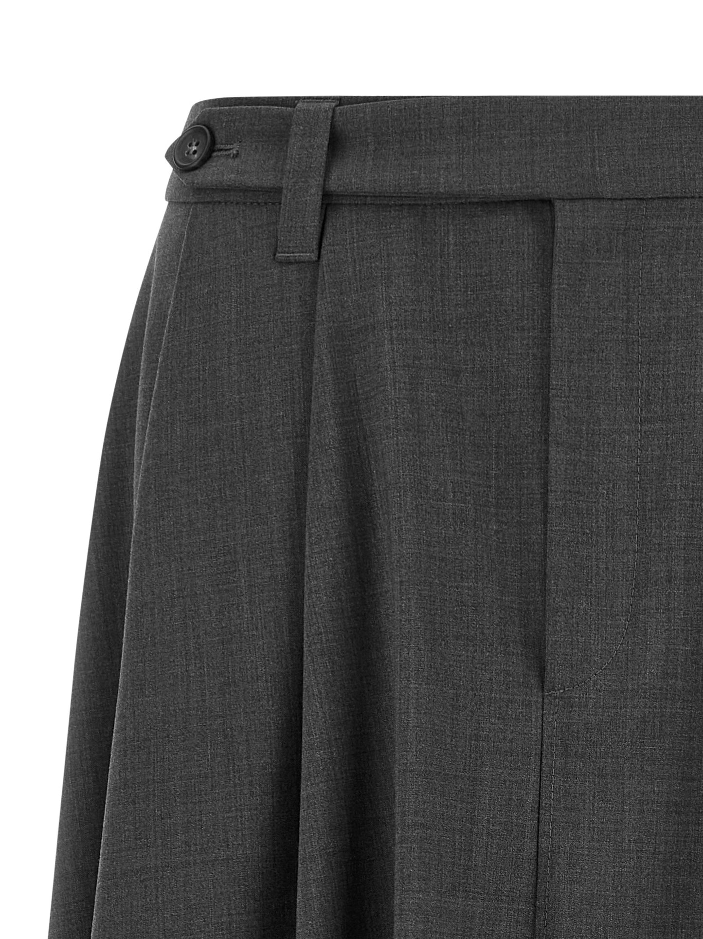 Skirt by Brunello Cucinelli for women in nylon & virgin wool gray features a contoured silhouette from the Flow Monile Women's Tailored Flared Nylon & Virgin Wool Skirt collection, characterized by its contoured midi for a contoured finish.