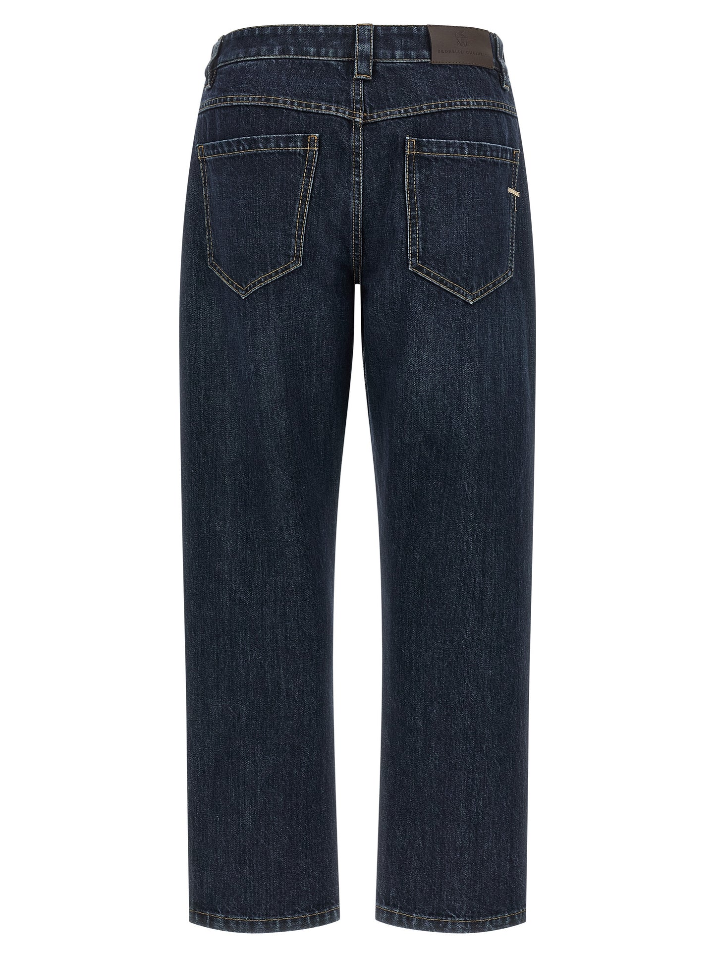 Jeans by Brunello Cucinelli for women in cotton denim blue & signature features a polished silhouette with a polished straight-leg, reaching a polished long and finished with a polished mid rise.