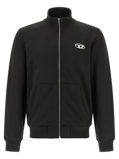 Sweatshirt by Diesel for men in organic cotton black & silver features an enviable silhouette, showcasing a premium and refined high-neck neckline for a truly enviable finish.