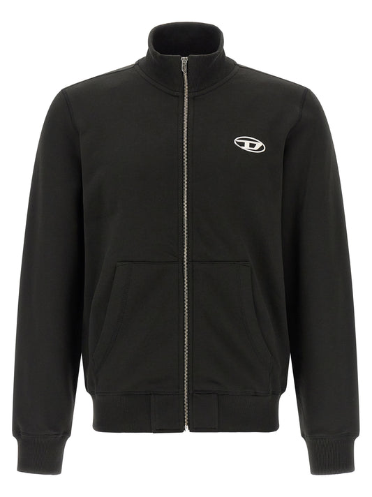 Sweatshirt by Diesel for men in organic cotton black & silver features an enviable silhouette, showcasing a premium and refined high-neck neckline for a truly enviable finish.