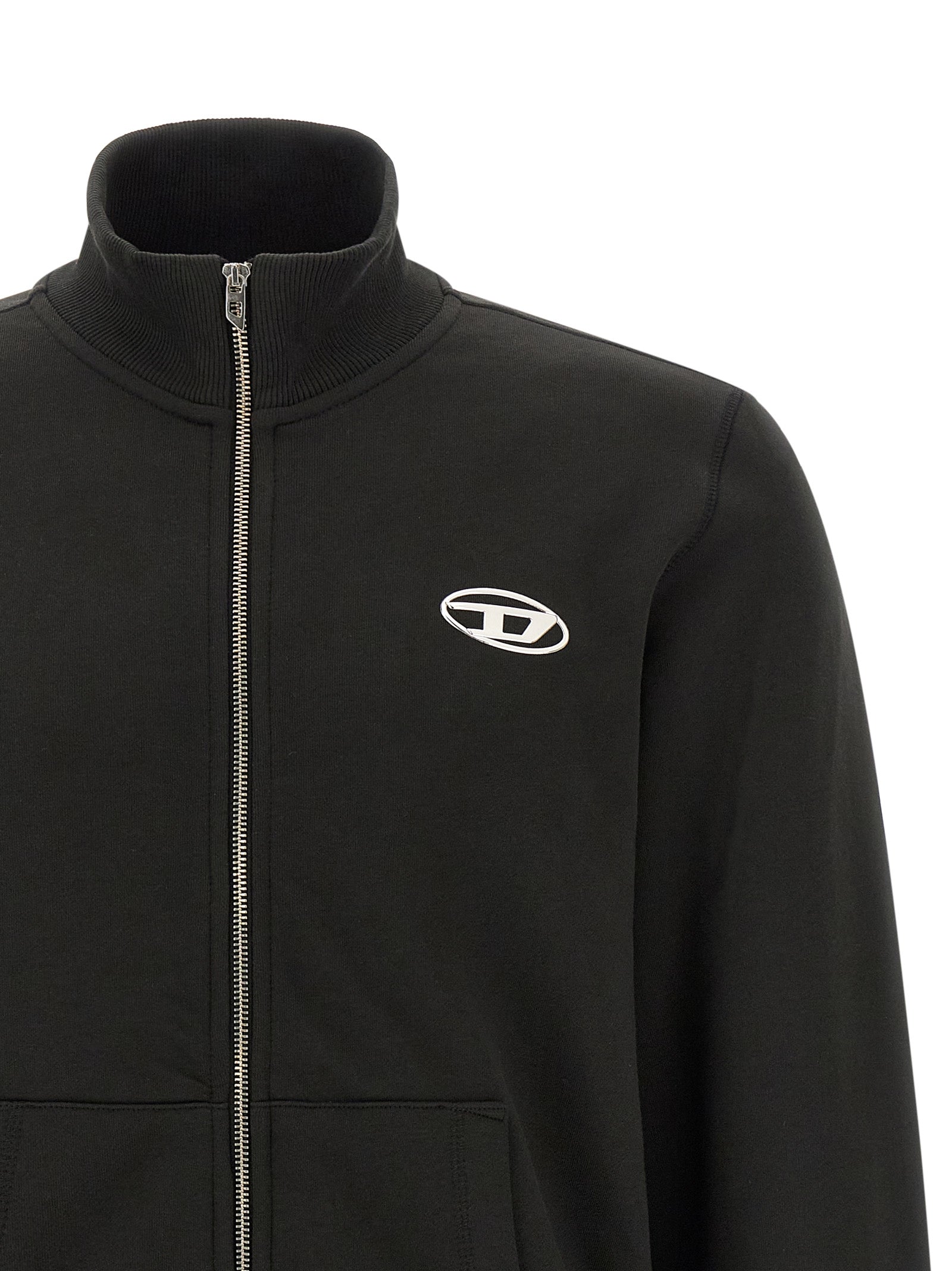 Sweatshirt by Diesel for men in organic cotton black & silver features an enviable silhouette, showcasing a premium and refined high-neck neckline for a truly enviable finish.