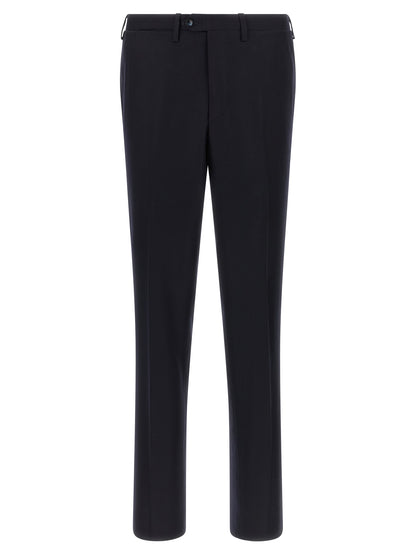 Pant Suit by Kiton for men in virgin cashmere wool & linen blue showcases a sartorial silhouette, artfully detailed with a sophisticated square neckline and a sartorial straight-leg for a refined, high-fashion aesthetic.