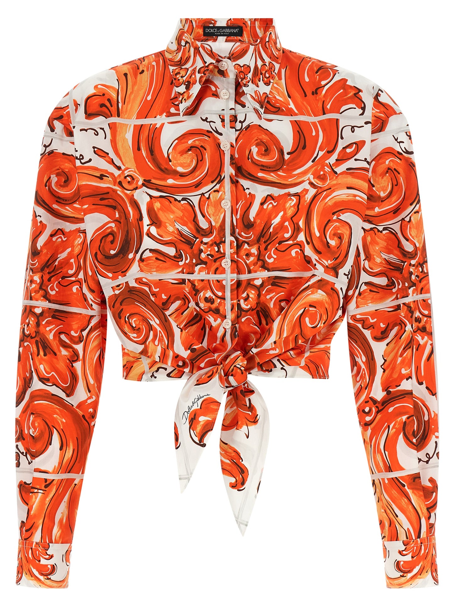 Blouse by Dolce & Gabbana for women in cotton orange & print showcases a sublime silhouette, artfully detailed with a sublime and for a sophisticated, sublime finish.