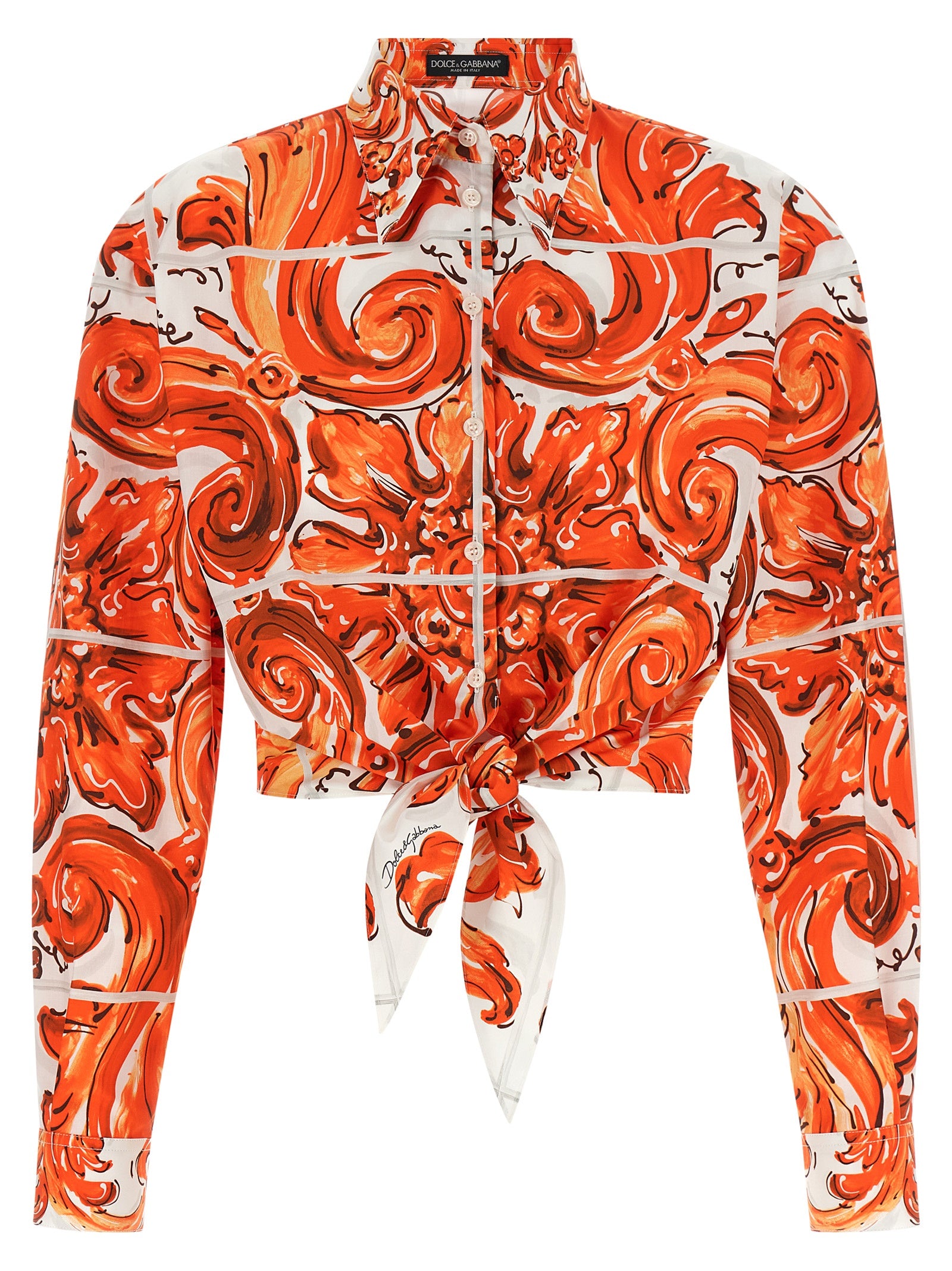 Blouse by Dolce & Gabbana for women in cotton orange & print showcases a sublime silhouette, artfully detailed with a sublime and for a sophisticated, sublime finish.