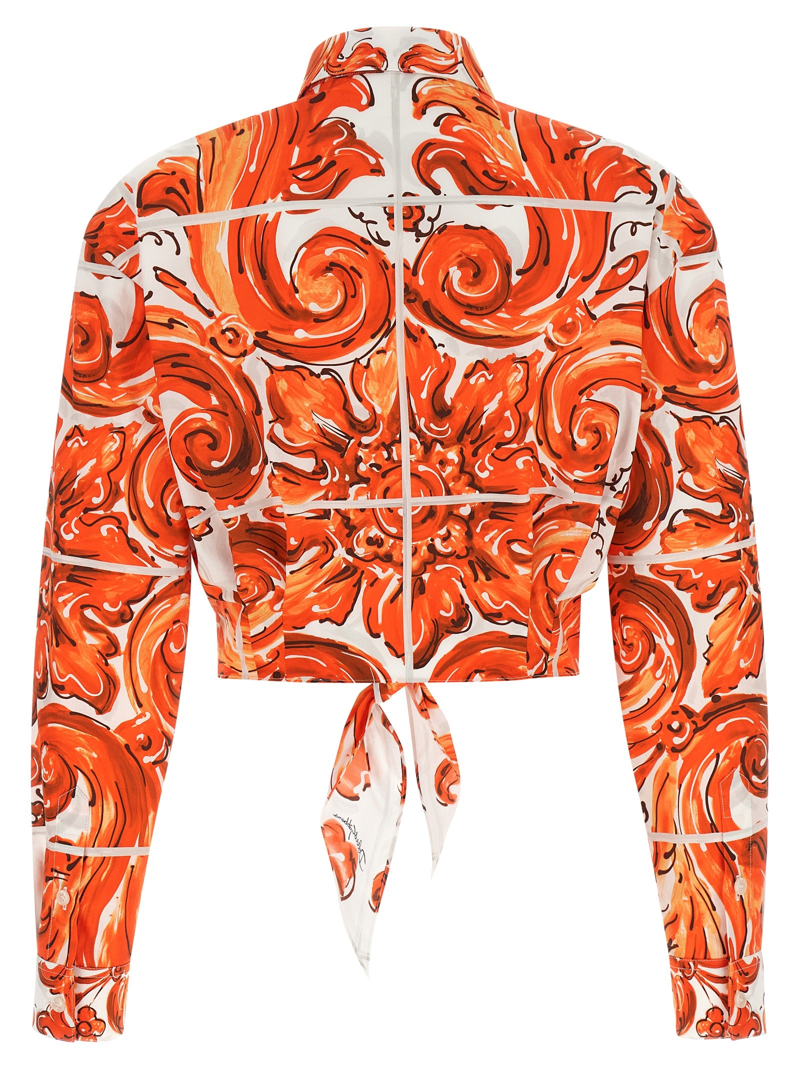 Blouse by Dolce & Gabbana for women in cotton orange & print showcases a sharp silhouette, elegantly detailed with a sharp and sharp .