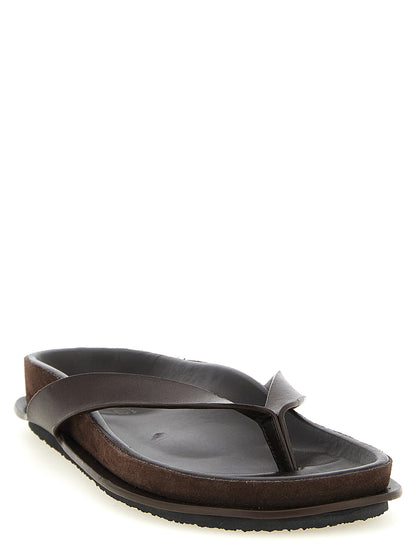 Jacquemus Women's Bos Taurus Cowhide & Lambskin Leather Sliders Sandals Flat Shoes - Brown