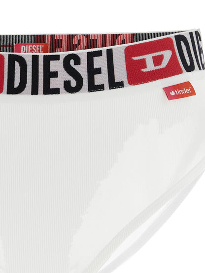 Underpants Briefs by Diesel for women in stretch polyester cotton transparent, white & jacquard features a discreet silhouette, showcasing the discreet design and refined cut of this Women's Stretch Polyester Cotton Underpants Briefs for a truly discreet finish.