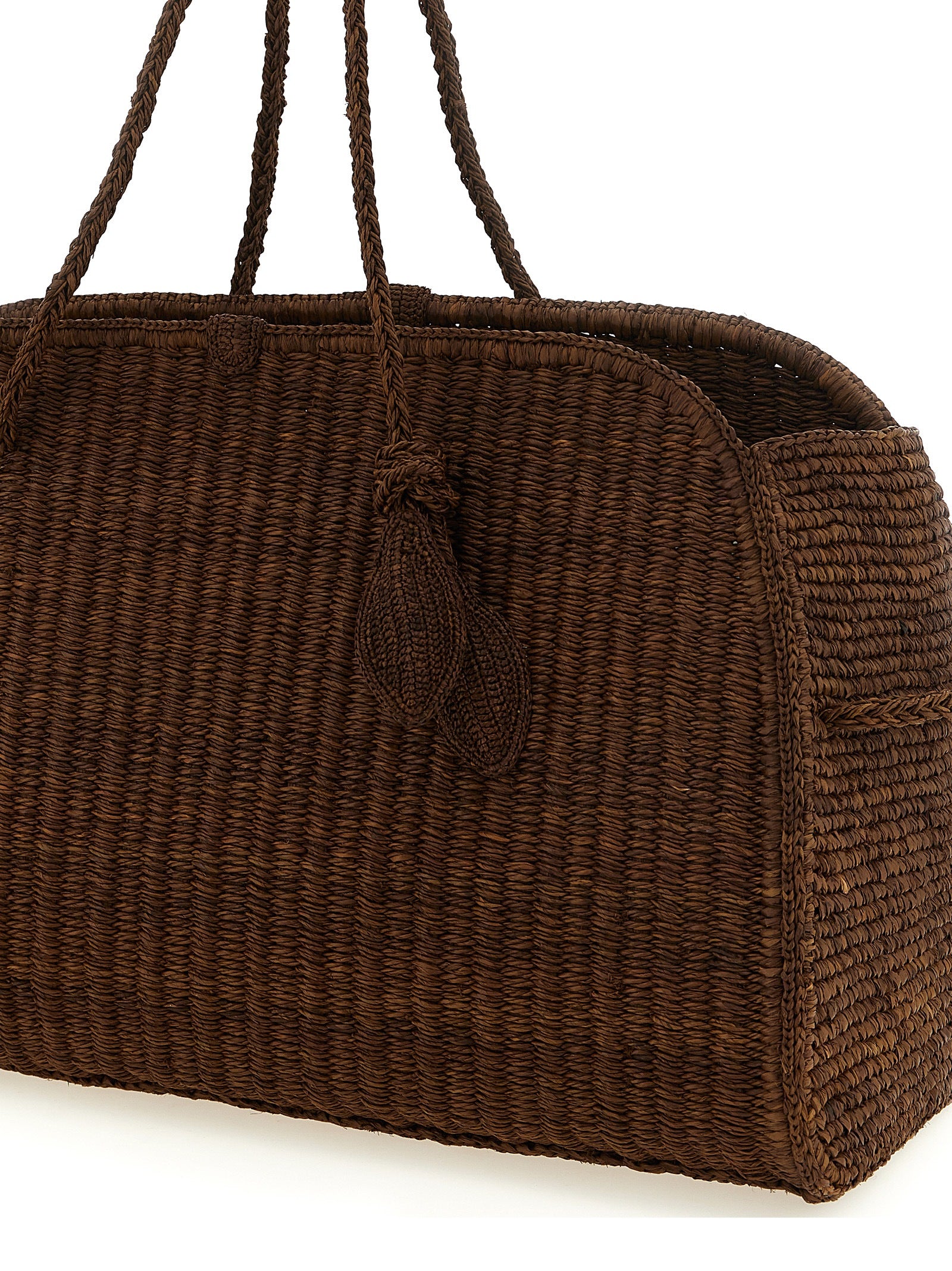 Mini Shopper Tote Basket Bag by Jacquemus for women in raffia polyester polyurethane python leather brown, camel & signature features an metropolitan chic Turismo Raffia Polyester Polyurethane Python Leather Mini Shopper Tote Basket Bag design with a secure zipper, magnetic & open-top, metropolitan chic , and versatile handle for a metropolitan chic look.