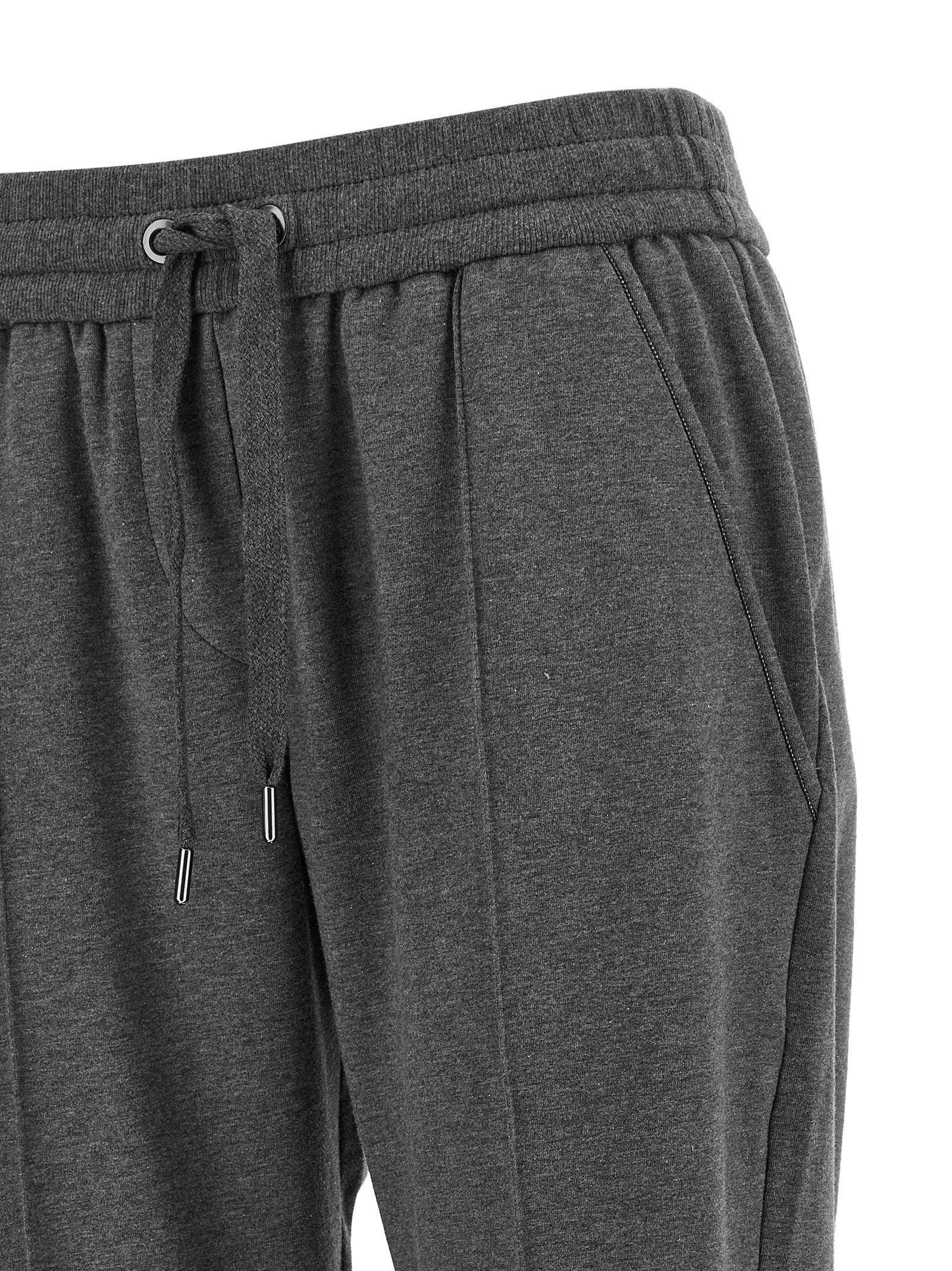 Joggers by Brunello Cucinelli for women in stretch cotton gray features a refined silhouette with a refined flared & relaxed-fit, defined by a high rise and a refined long for a refined finish.