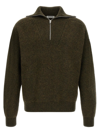 Cardigan by Jil Sander for men in wool bicolour & green features an impeccable silhouette, showcasing a sophisticated turtle neckline and detail for a truly impeccable finish.